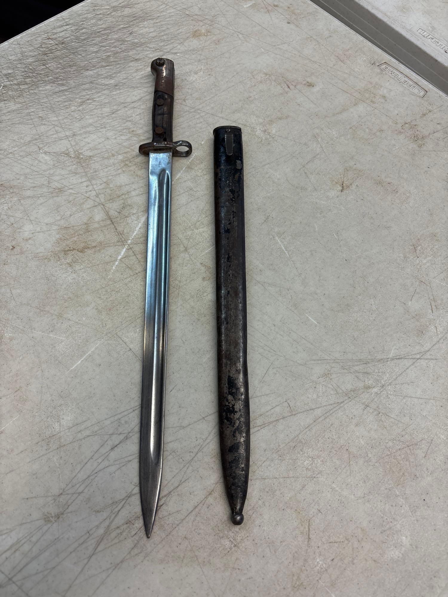 European bayonet 20 1/2 inches long with sheath