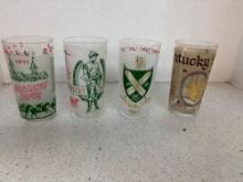 4 Kentucky Derby glasses