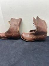 US Army 1942 combat jump boots. World War II each boot marked October 31, 1942.