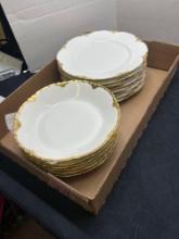 Haviland France, gold trimmed scalloped, 8 plates, 6 bowls