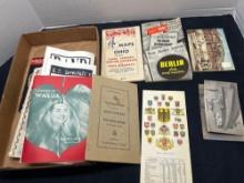 travel folders, maps, etc.