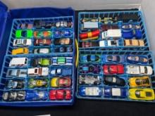 MATTEL hot wheels case filled with 48 diecast cars and other vehicles