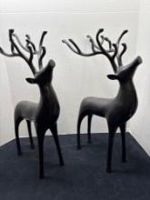 Pair of brass deer black in color