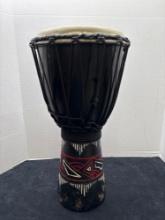 Wooden drum nicely carved