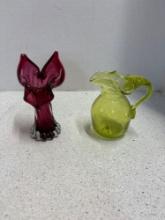 Murano Jack in the pulpit style vase, green art glass pitcher