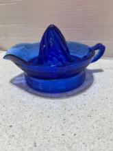 vintage cobalt blue glass cross cross creamer juicer