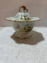 lefton china wild rose candy dish