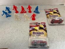 vintage 1980s fireman and two matchbox vehicles