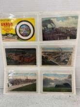12, blimp and Akron rubber factory postcards
