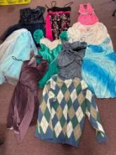 Womens clothing, two purses, pair of shoes