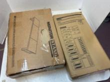 10 tier storage with hooks and monitor stand in boxes