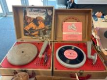 Two vintage record players