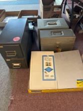 Metal office containers, index card, boxes, file, folder, boxes, etc.