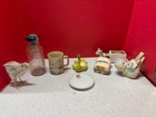 Vintage planters, milk bottle with glass lid, Much more
