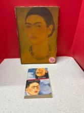 Frida Kahlo oil on canvas and book