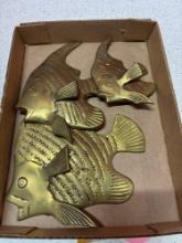 Mid-century brass fish wall art