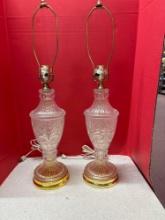Pair of waterford style crystal table lamps