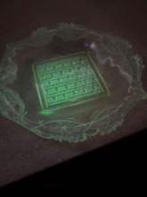 Vintage geranium glass tray, 9 inch diameter