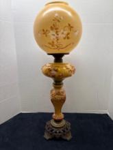 antique hurricane lamp, 25 inches tall