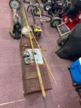 Pair of fishing rods, and a metal trap