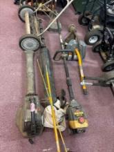 Ryobi and craftsman weedeaters and two craftsman blowers