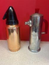 art Deco chrome and red Bakelite cocktail shaker and sparklet soda dispenser