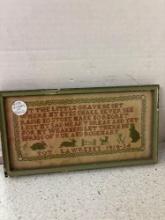 Antique cross stitch panel with rabbits 1937