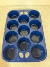 Blue enamel muffin pan cast iron