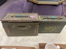 two vintage ammo boxes
