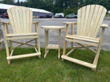 3 pc set High Top Balcony Lounger chairs w/ table