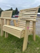 4 pc Rocky Mountain style slat firepit patio lounger chairs