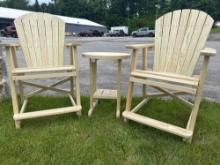 3 pc set High Top Balcony Lounger chairs w/ table