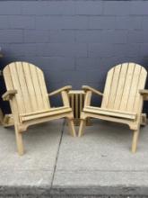 (2) Folding nantucket style Adirondack lounger chairs