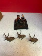 WILTON PROD cast-iron ash tray and metal deer deco