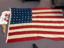 48 star American flag, flower linen
