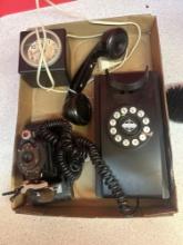 vintage Kodak camera, timed clock and telephone