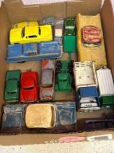 16 vintage metal cars, etc.