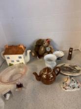 Teapot, little teddy bears, angel, etc.