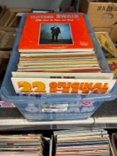 Tote, full of mixed genre albums, records