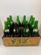 10 FIZ Soda pop bottles in cardboard case