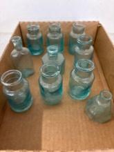 10 Aqua glass miniature medicine bottle