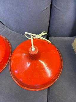 Red enamel pendant lights