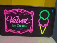 Velvet ice creams illuminated sign