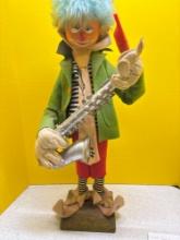 Wacky mod clown with saxophone