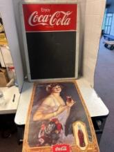 coca-Cola metal menu board 20 x 28 plus cardboard sign 17 x 27