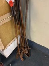 11 antique hickery shaft wood golf clubs