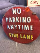 no parking anytime fire lane vintage sign metal