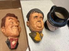 vintage chalk ware heads and mug