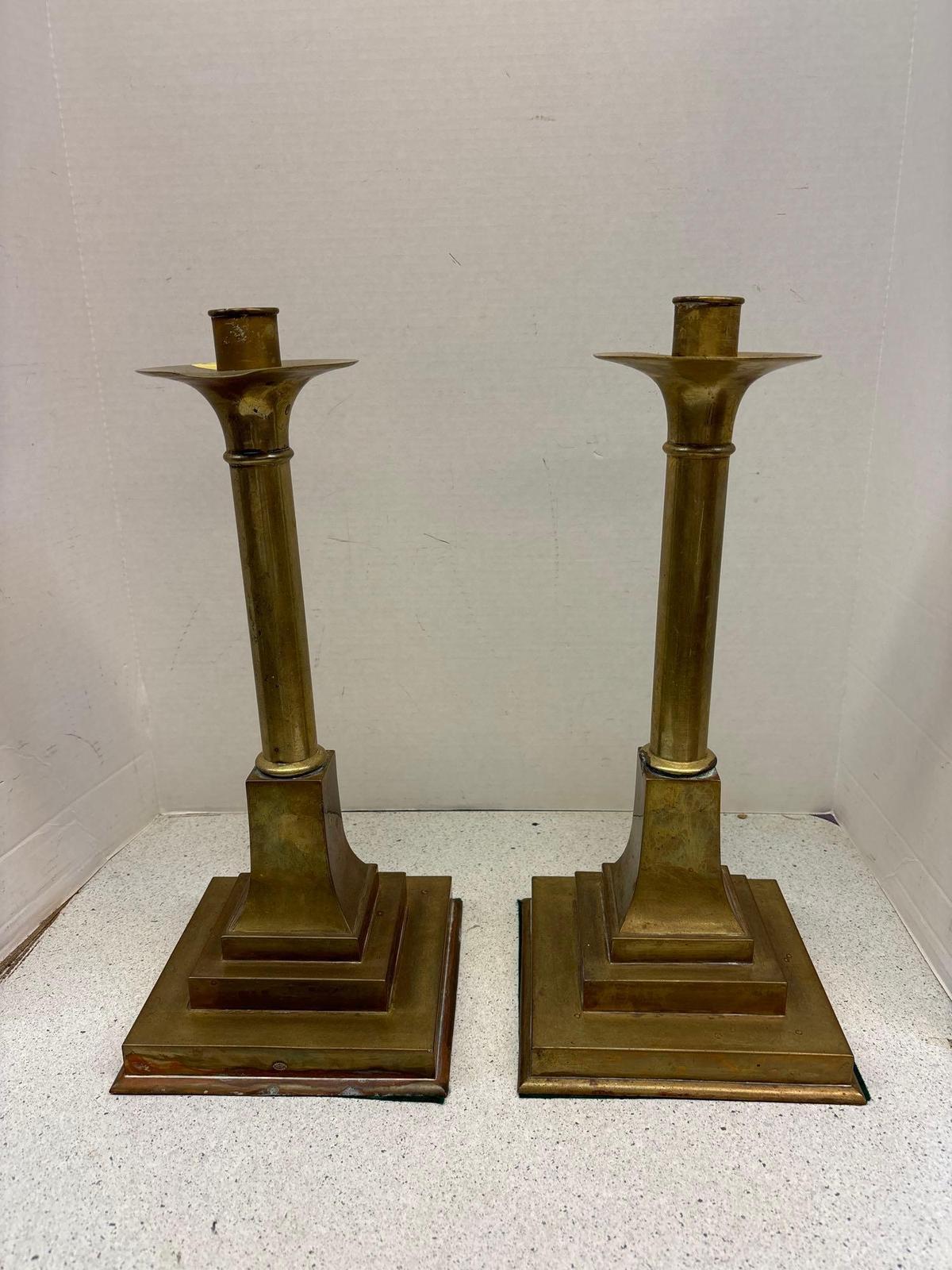 Large brass candleholders