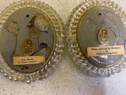 2 cameo lady portraits in crystal frames